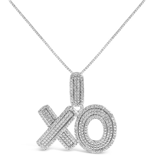 Sterling Silver 1/4 Cttw Diamond PavÃ© XO Pendant Necklace Bids.com