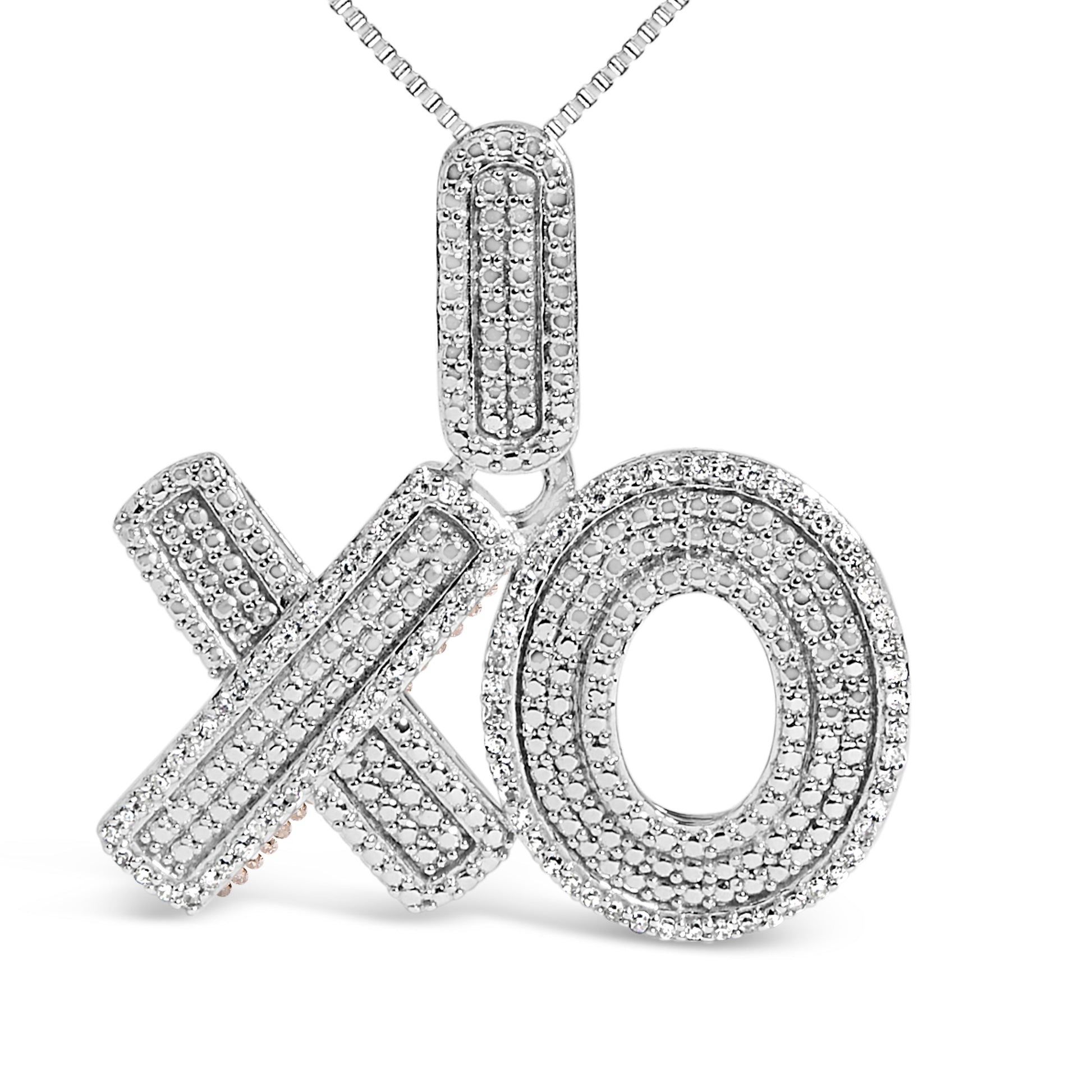 Sterling Silver 1/4 Cttw Diamond PavÃ© XO Pendant Necklace Bids.com