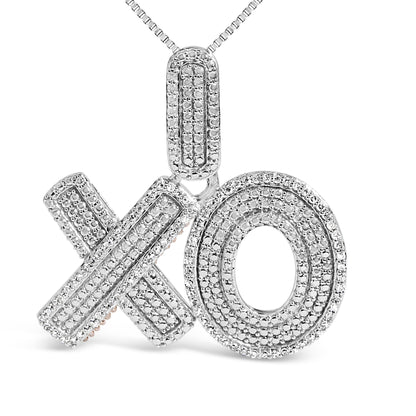 Sterling Silver 1/4 Cttw Diamond PavÃ© XO Pendant Necklace Bids.com
