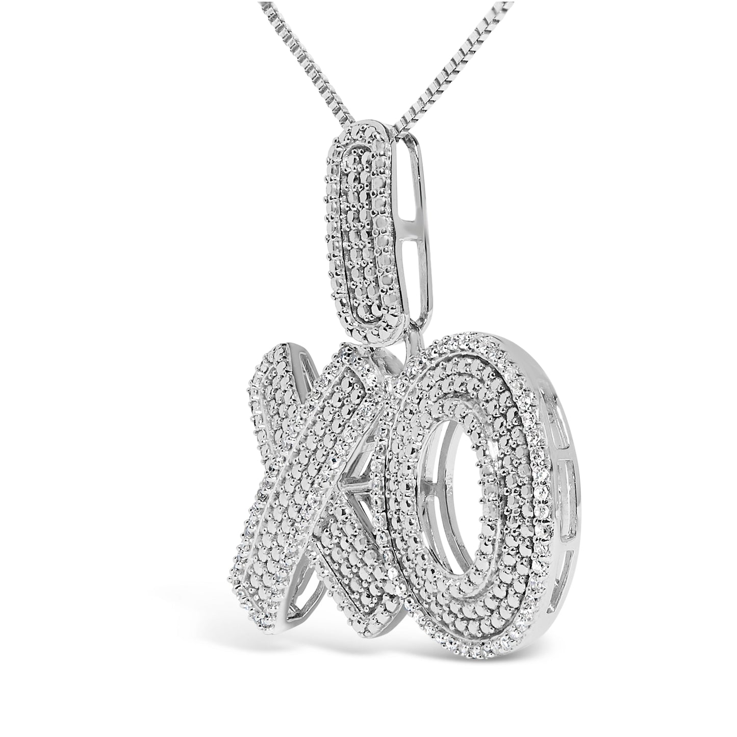 Sterling Silver 1/4 Cttw Diamond PavÃ© XO Pendant Necklace Bids.com