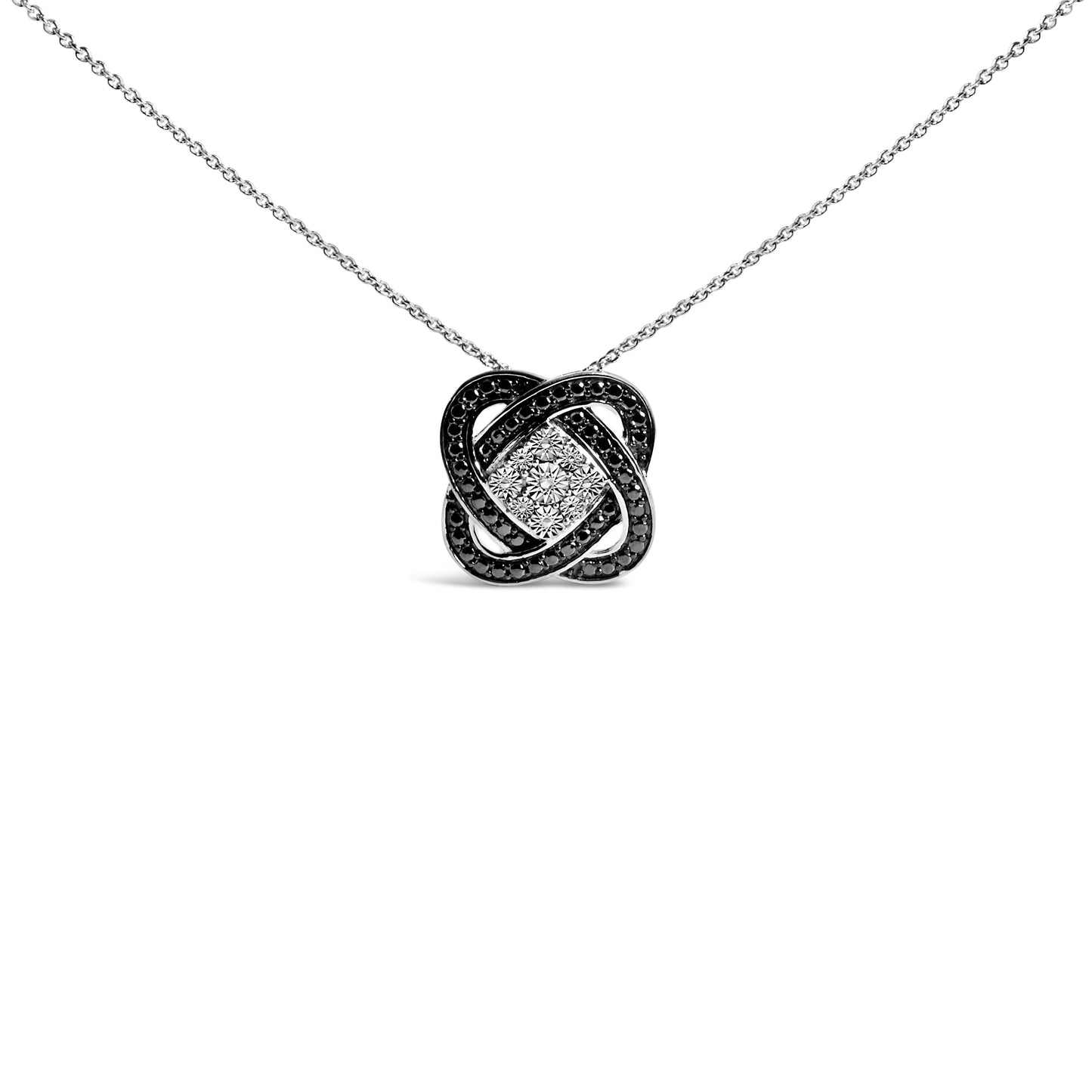 Black Rhodium Plated Sterling Silver Diamond Accent Geometric Knot Pendant Necklace Bids.com