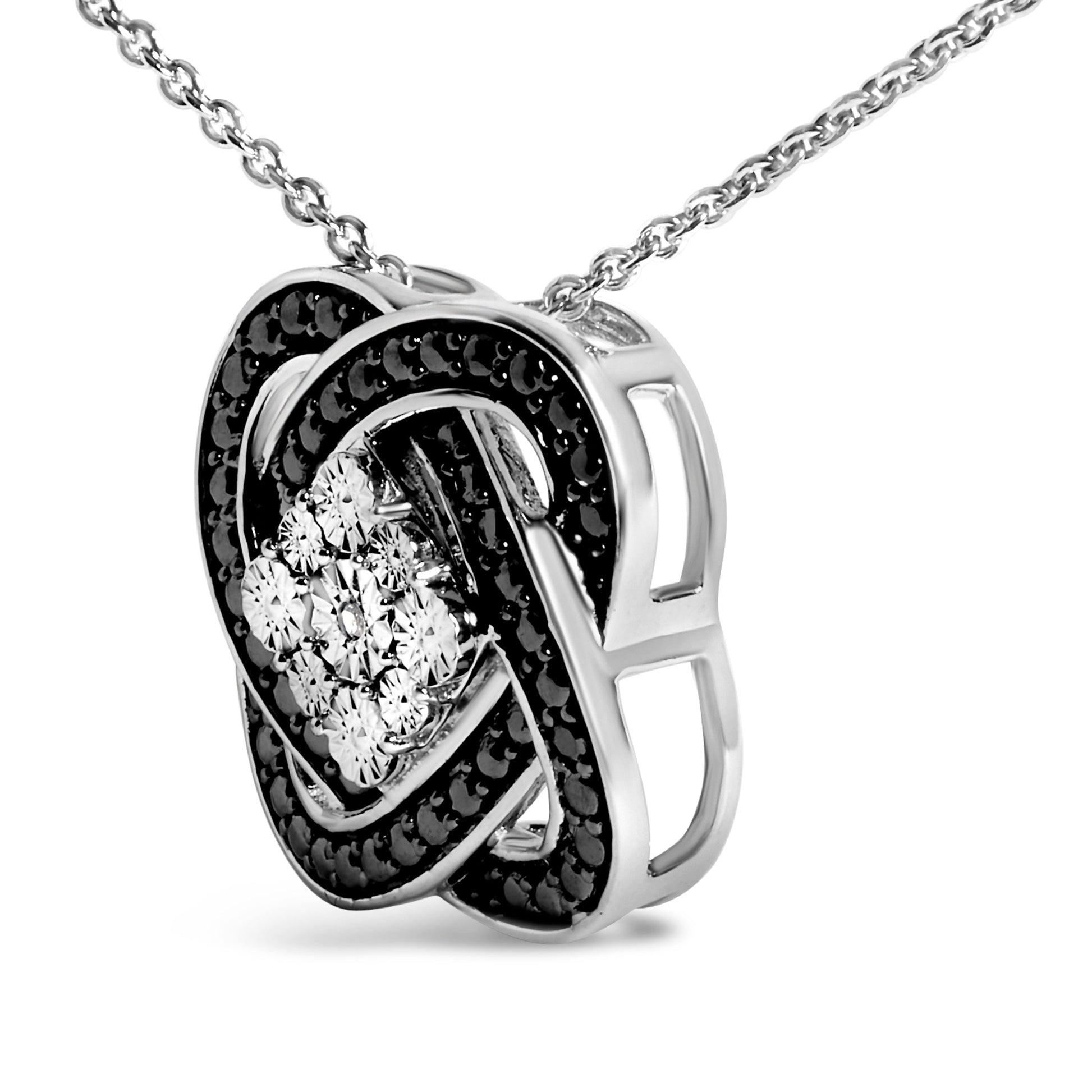 Black Rhodium Plated Sterling Silver Diamond Accent Geometric Knot Pendant Necklace Bids.com