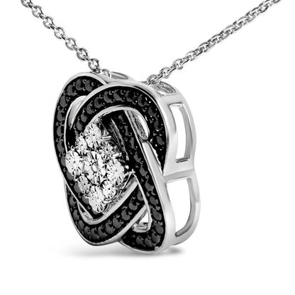 Black Rhodium Plated Sterling Silver Diamond Accent Geometric Knot Pendant Necklace Bids.com