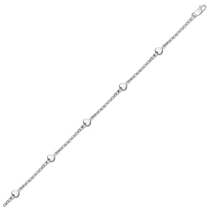 14k White Gold Anklet with Puffed Heart Design Bids.com