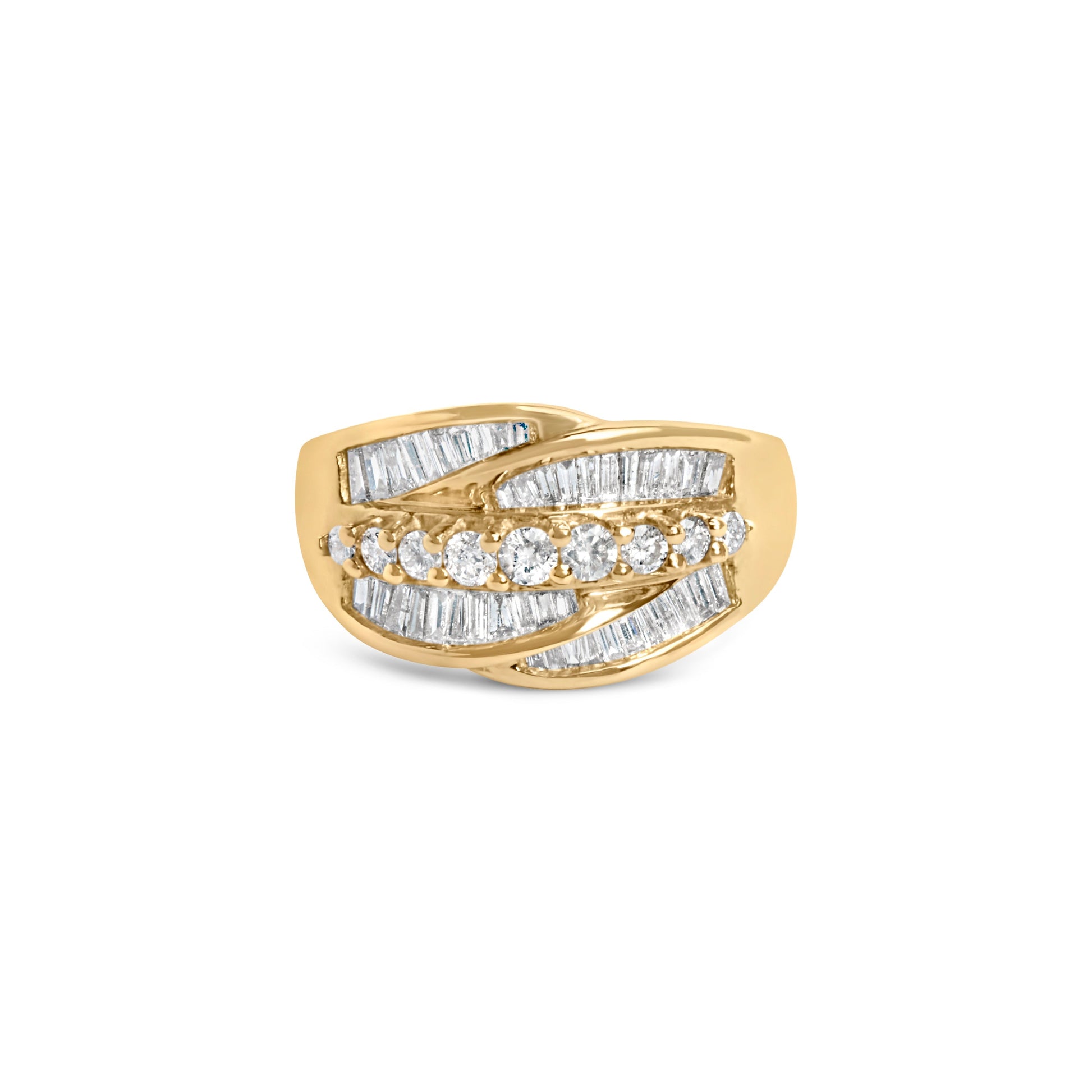14K Yellow Gold 1.00 Cttw Diamond Cocktall Cluster 5 Stone Ring (H-I Color, SI1-I1 Clarity) - Ring Size 7 Bids.com