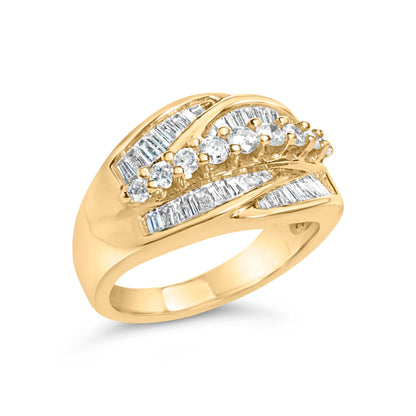 14K Yellow Gold 1.00 Cttw Diamond Cocktall Cluster 5 Stone Ring (H-I Color, SI1-I1 Clarity) - Ring Size 7 Bids.com