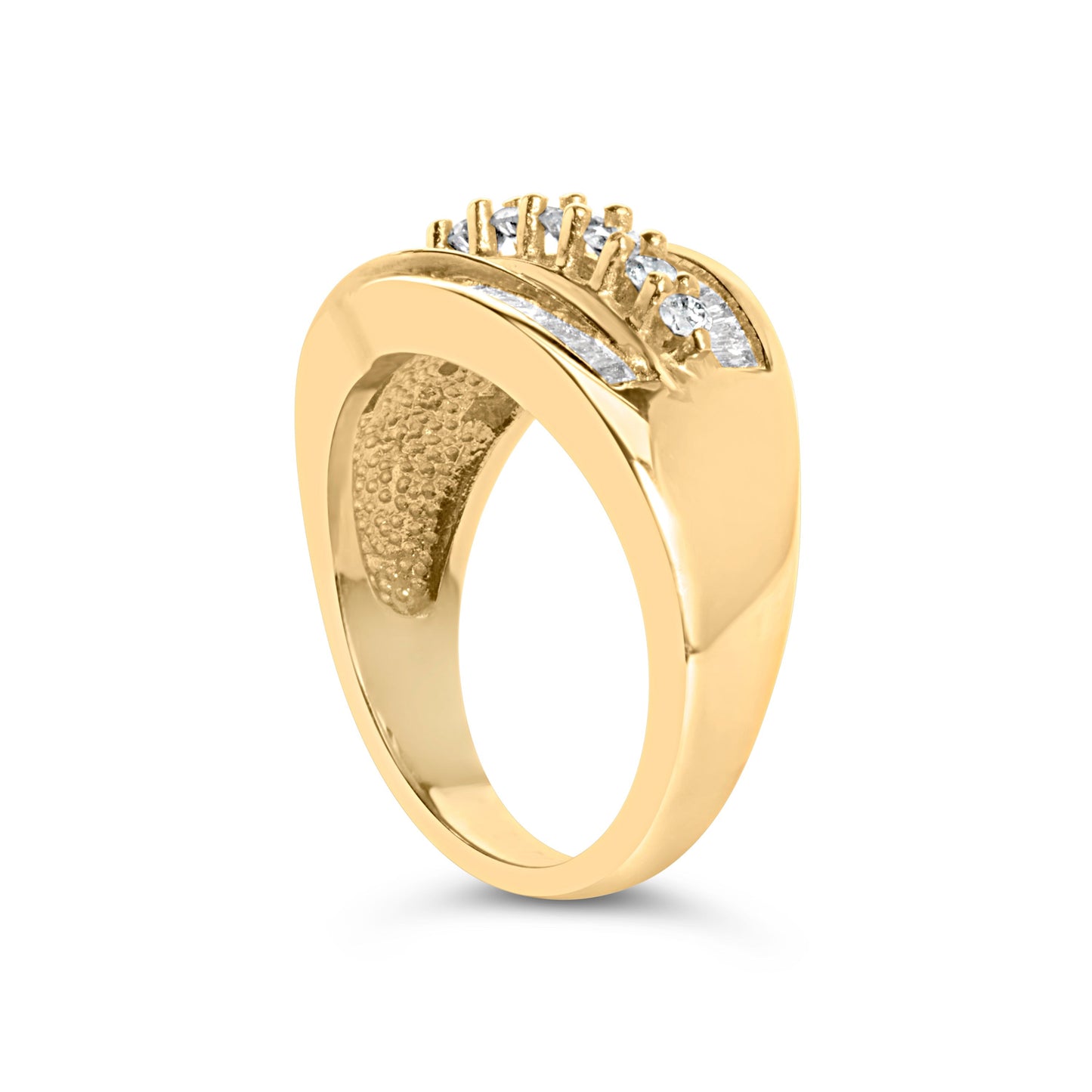 14K Yellow Gold 1.00 Cttw Diamond Cocktall Cluster 5 Stone Ring (H-I Color, SI1-I1 Clarity) - Ring Size 7 Bids.com