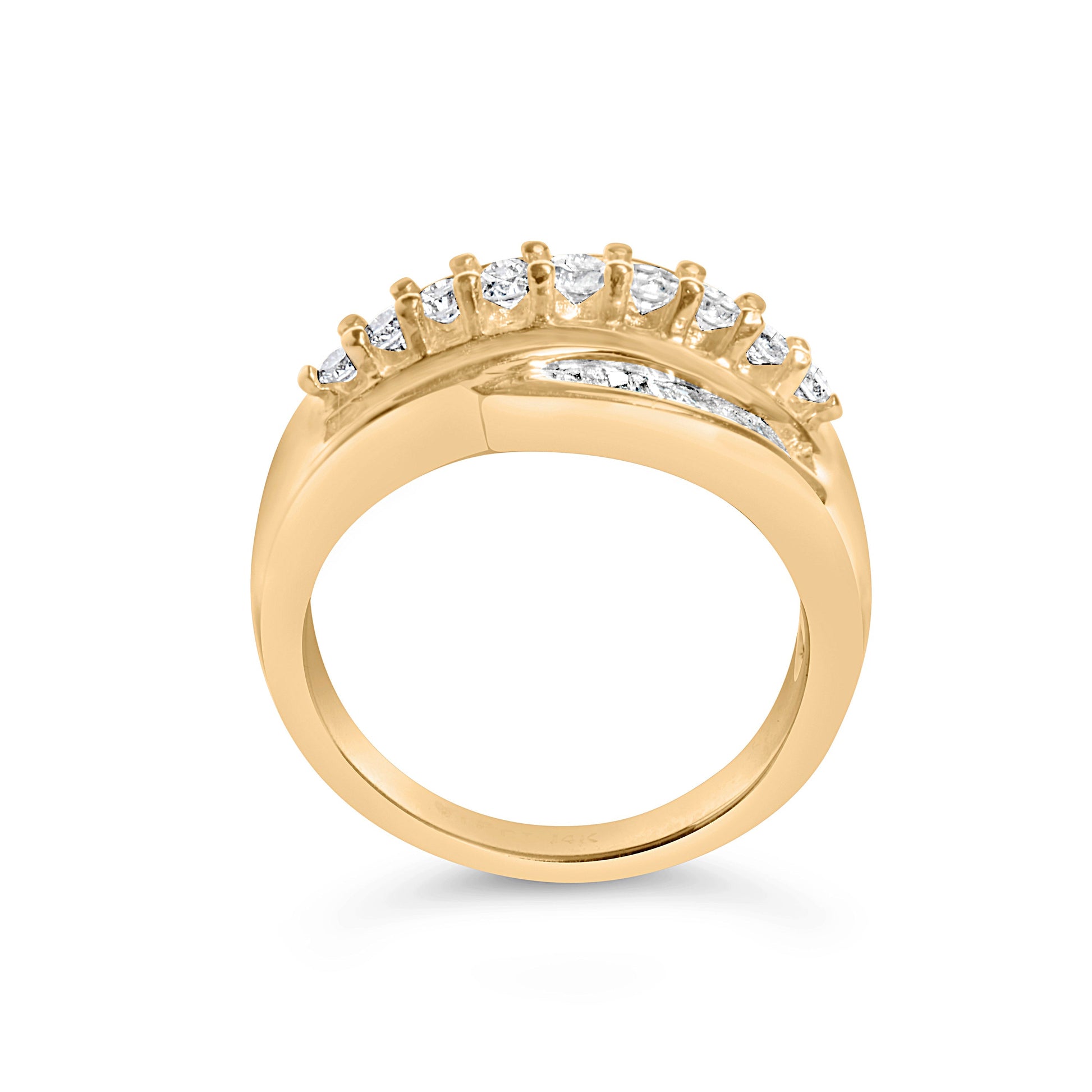 14K Yellow Gold 1.00 Cttw Diamond Cocktall Cluster 5 Stone Ring (H-I Color, SI1-I1 Clarity) - Ring Size 7 Bids.com