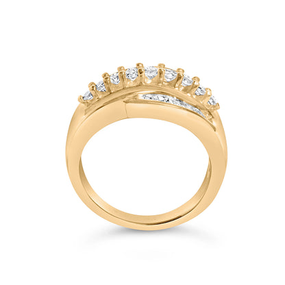 14K Yellow Gold 1.00 Cttw Diamond Cocktall Cluster 5 Stone Ring (H-I Color, SI1-I1 Clarity) - Ring Size 7 Bids.com