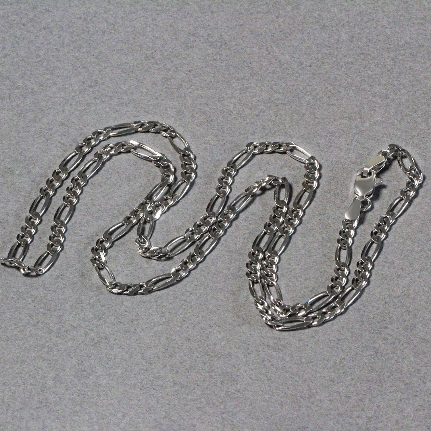 3.0mm 14k White Gold Solid Figaro Chain Bids.com