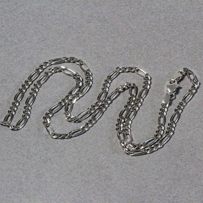 3.0mm 14k White Gold Solid Figaro Chain Bids.com