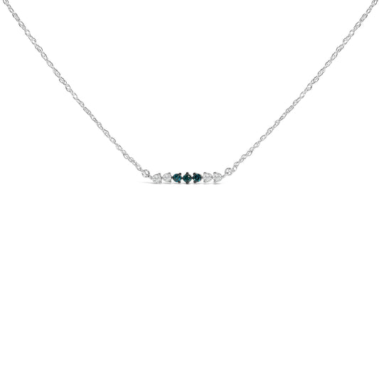 Sterling Silver 1/5 Cttw White and Blue Diamond 6 Stone Bar Necklace Bids.com