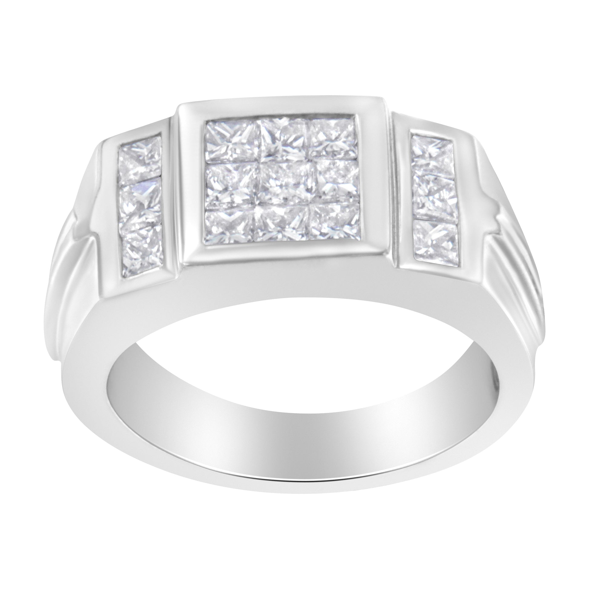 Men's 14K White Gold Diamond Cluster Ring (2 cttw, G-H Color, SI1-SI2 Clarity) Bids.com