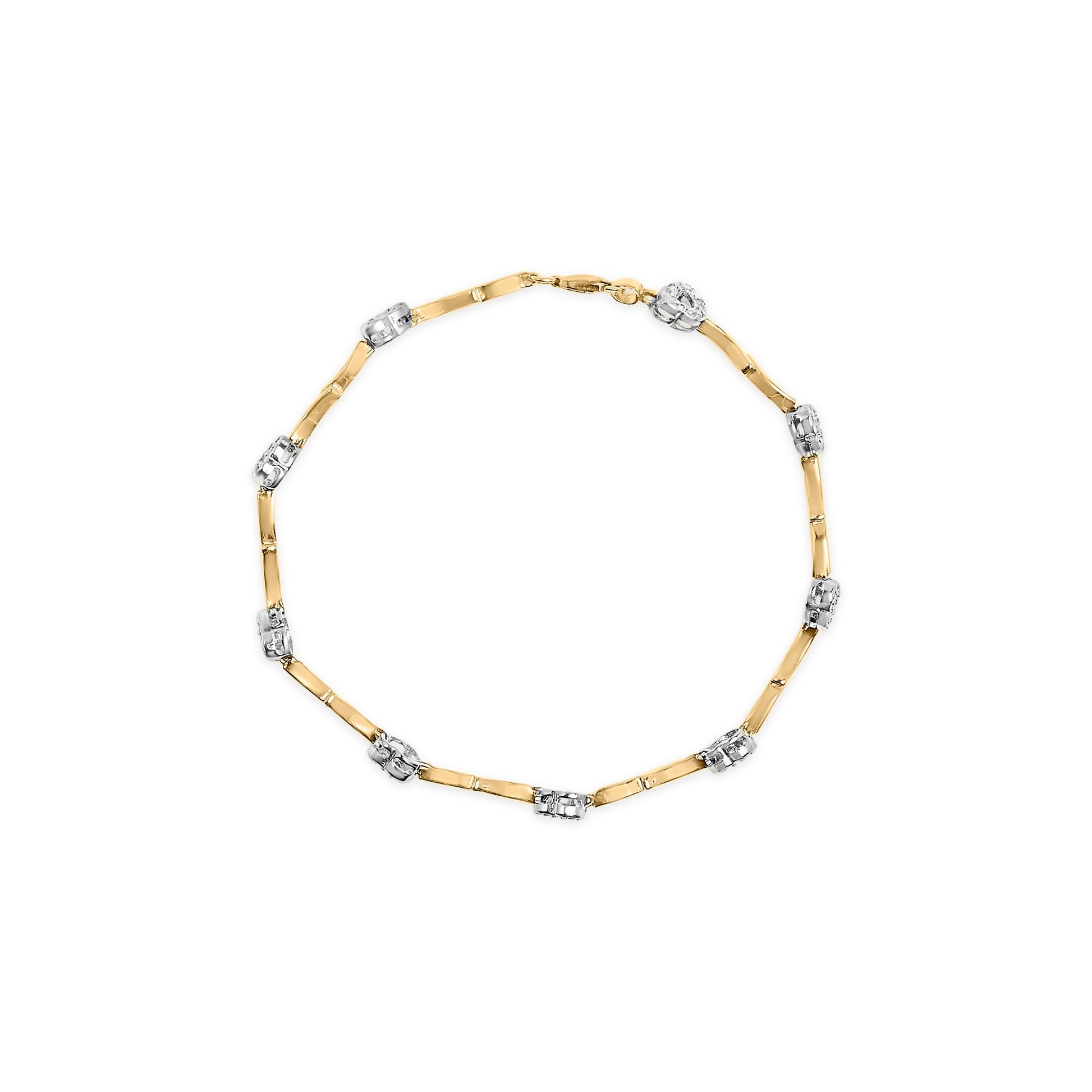 10k Two-Tone Gold 1/3 Cttw Diamond Pave Set Heart S-Link 7.25" Bracelet (I-J Color, I2-I3 Clarity) Bids.com
