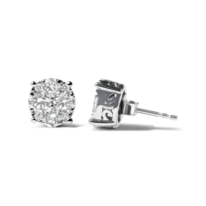 14K White Gold 2.00 Cttw Lab Grown Diamond Cluster Stud Earrings (G-H Color, VS1-VS2 Clarity) Bids.com