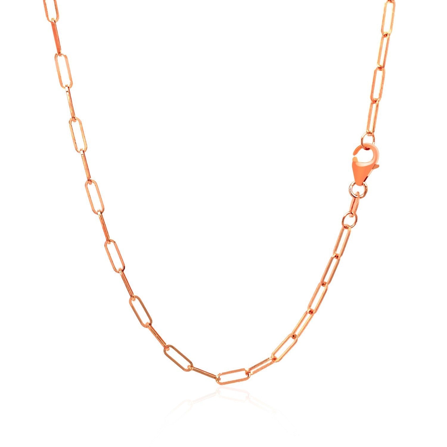 14K Rose Gold Delicate Paperclip Chain (2.1mm) Bids.com