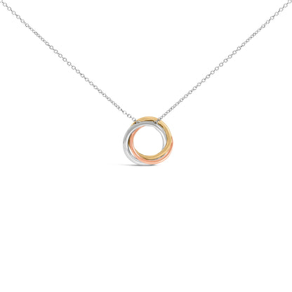 Tri Tone Sterling Silver 1/5 Cttw Diamond Interlocking Circle Pendant Necklace Bids.com