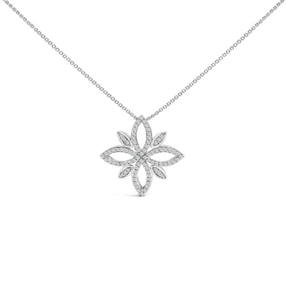 Sterling Silver 1/2 Cttw Diamond Floral Cross Pendant Necklace Bids.com