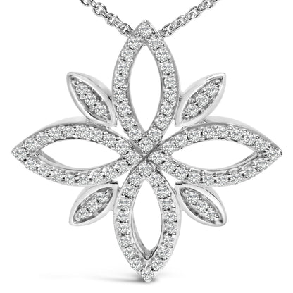 Sterling Silver 1/2 Cttw Diamond Floral Cross Pendant Necklace Bids.com