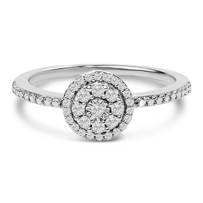 Sterling Silver 1/5 Cttw Diamond Round Motif Halo Ring Bids.com