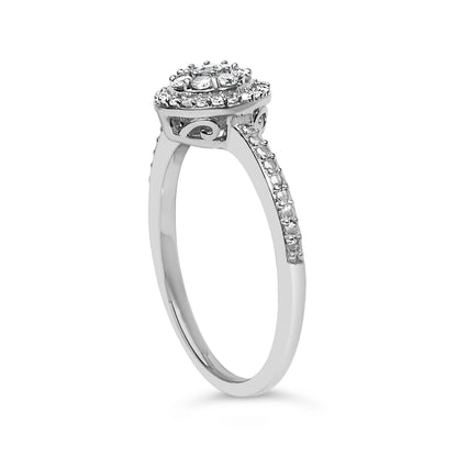 Sterling Silver 1/5 Cttw Diamond Round Motif Halo Ring Bids.com