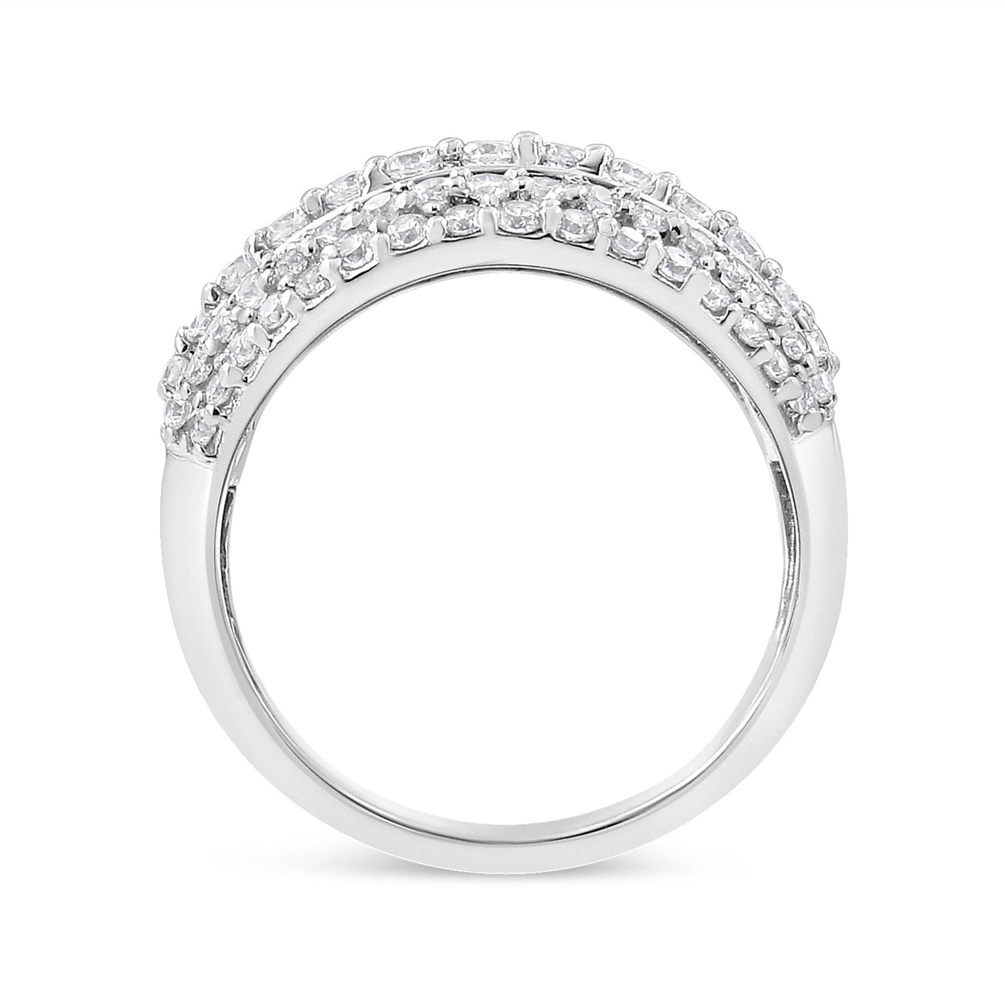 .925 Sterling Silver 2.00 Cttw Round and Baguette-Cut Diamond Cluster Ring (H-I Color, I1-I2 Clarity) - Size 7 Bids.com