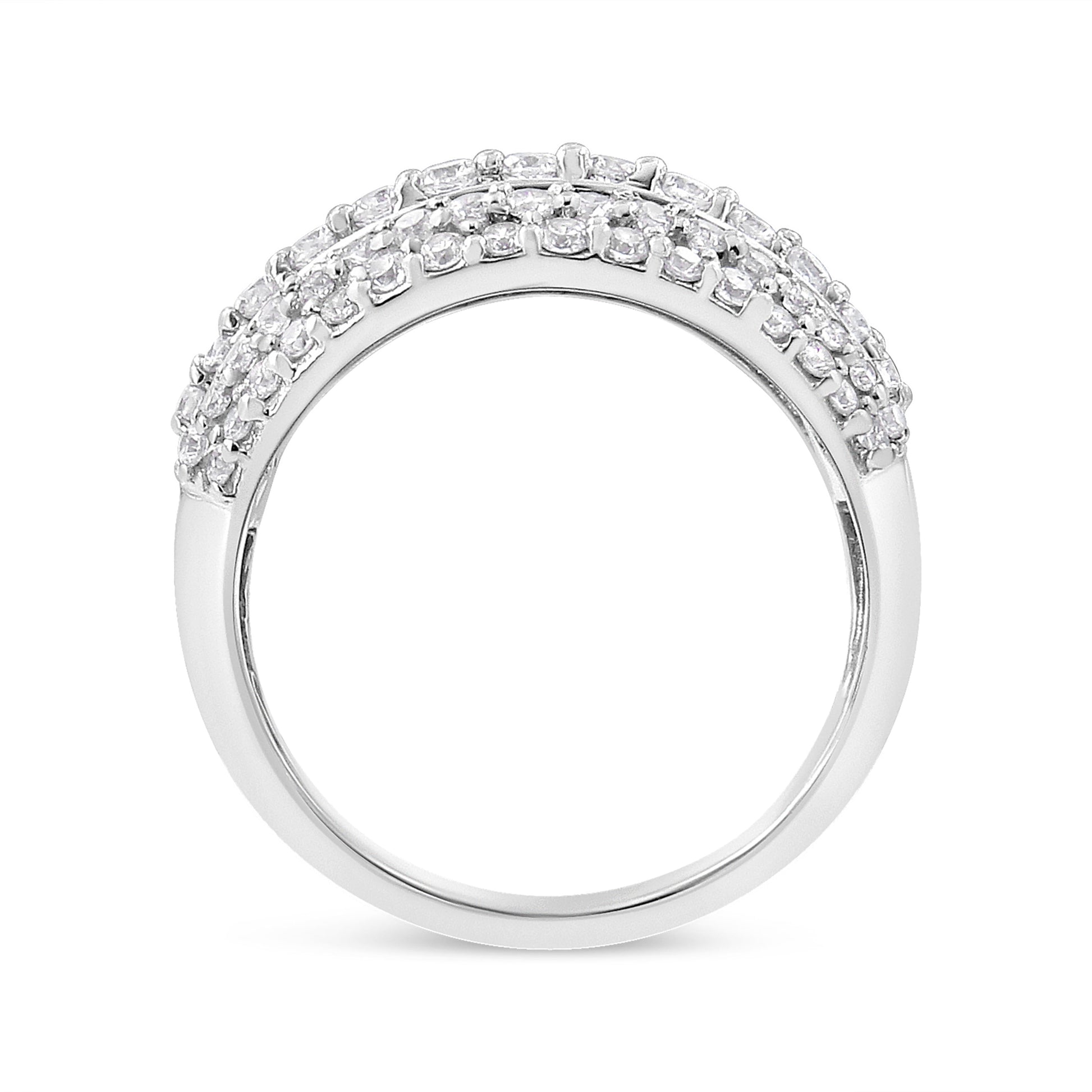 .925 Sterling Silver 2.00 Cttw Round and Baguette-Cut Diamond Cluster Ring (H-I Color, I1-I2 Clarity) - Size 7 Bids.com