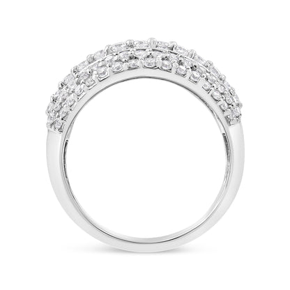 .925 Sterling Silver 2.00 Cttw Round and Baguette-Cut Diamond Cluster Ring (H-I Color, I1-I2 Clarity) - Size 7 Bids.com