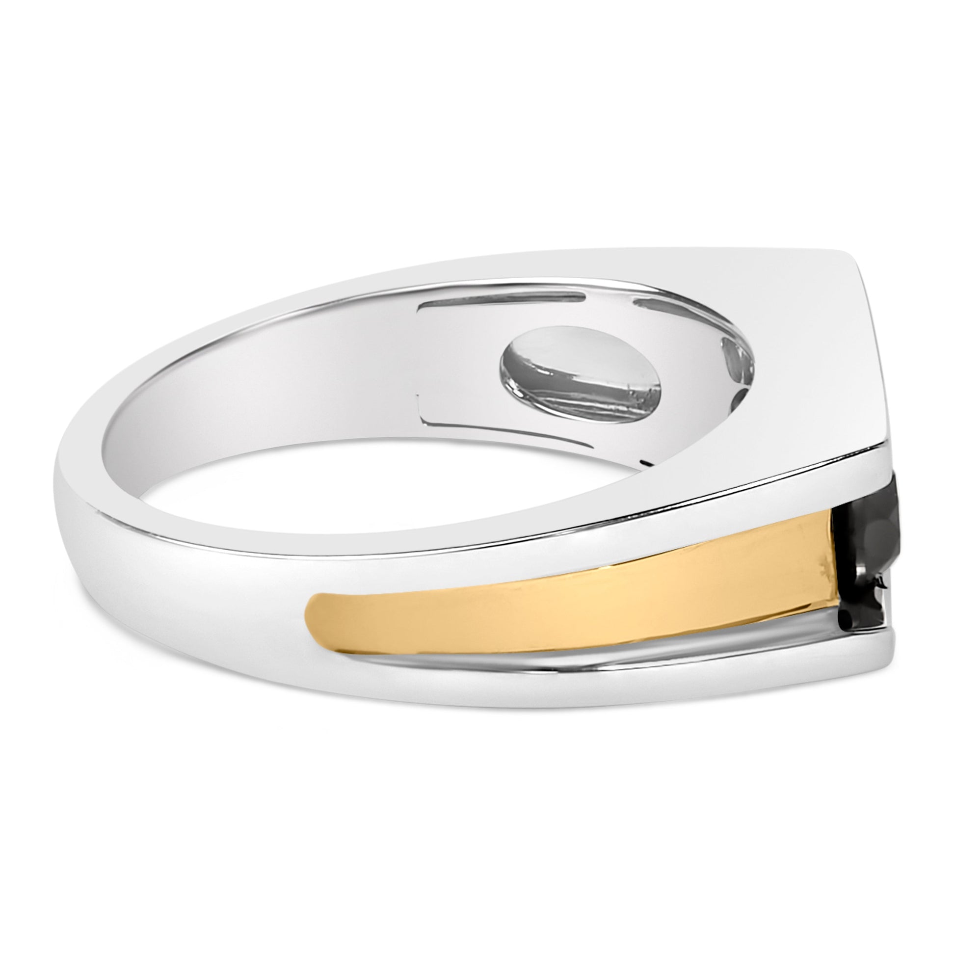 Men's 14K Yellow Gold Plated Sterling Silver 1-1/2 Cttw Black Diamond Channel Set Band Ring Bids.com