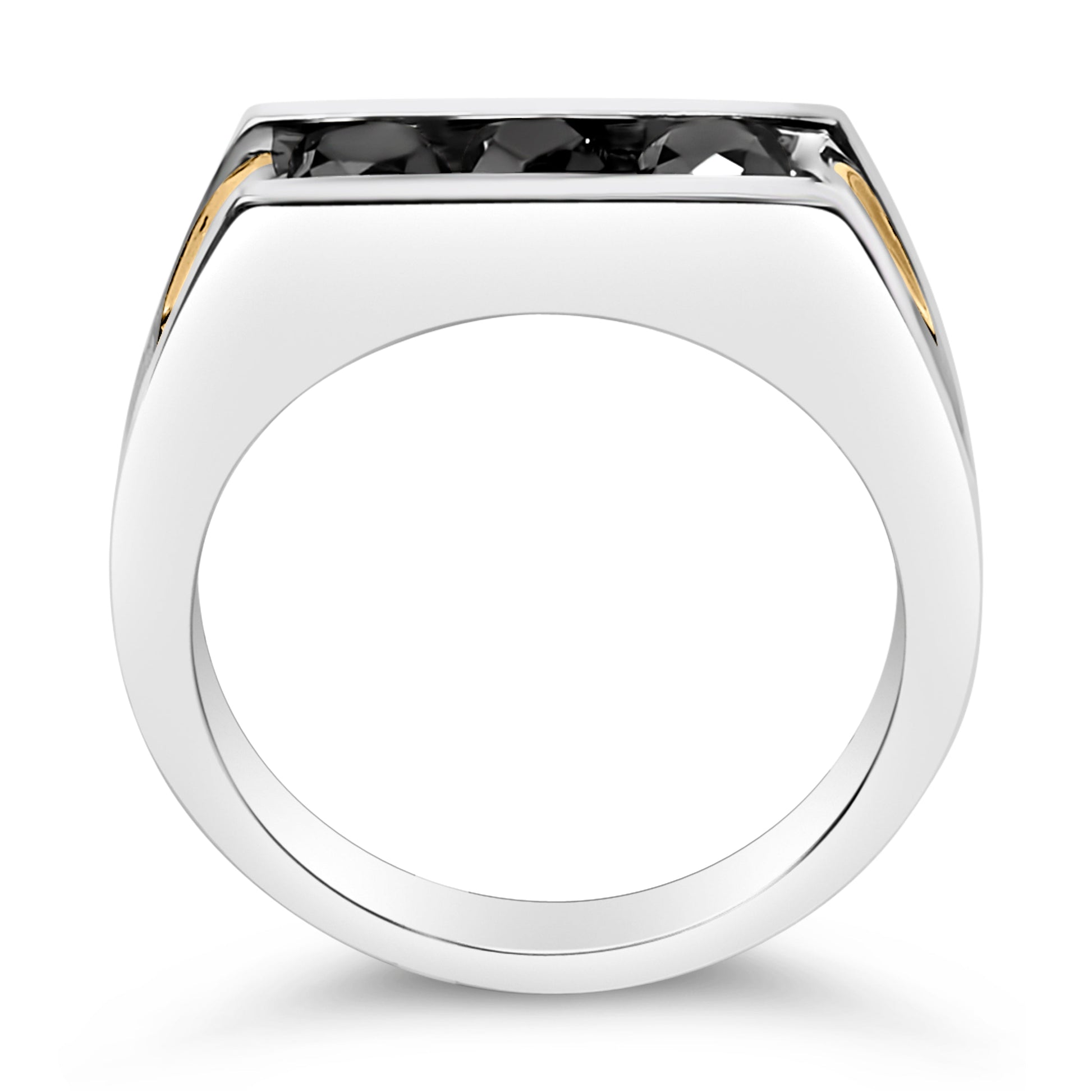 Men's 14K Yellow Gold Plated Sterling Silver 1-1/2 Cttw Black Diamond Channel Set Band Ring Bids.com