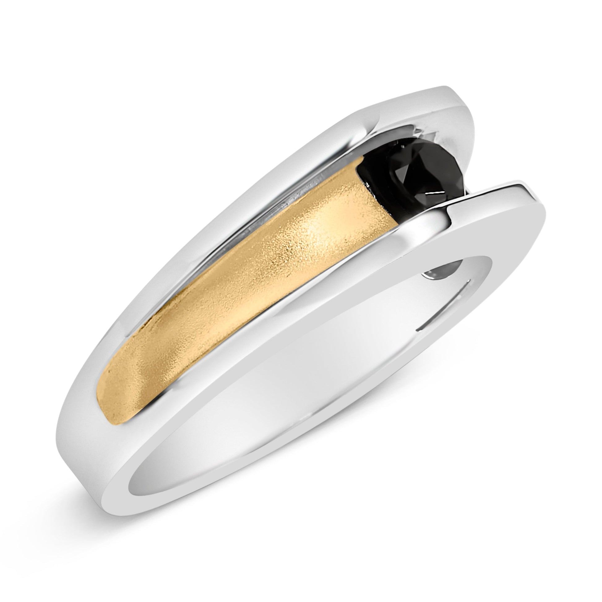 Men's 14K Yellow Gold Plated Sterling Silver 1/2 Cttw Black Diamond Band Ring Bids.com