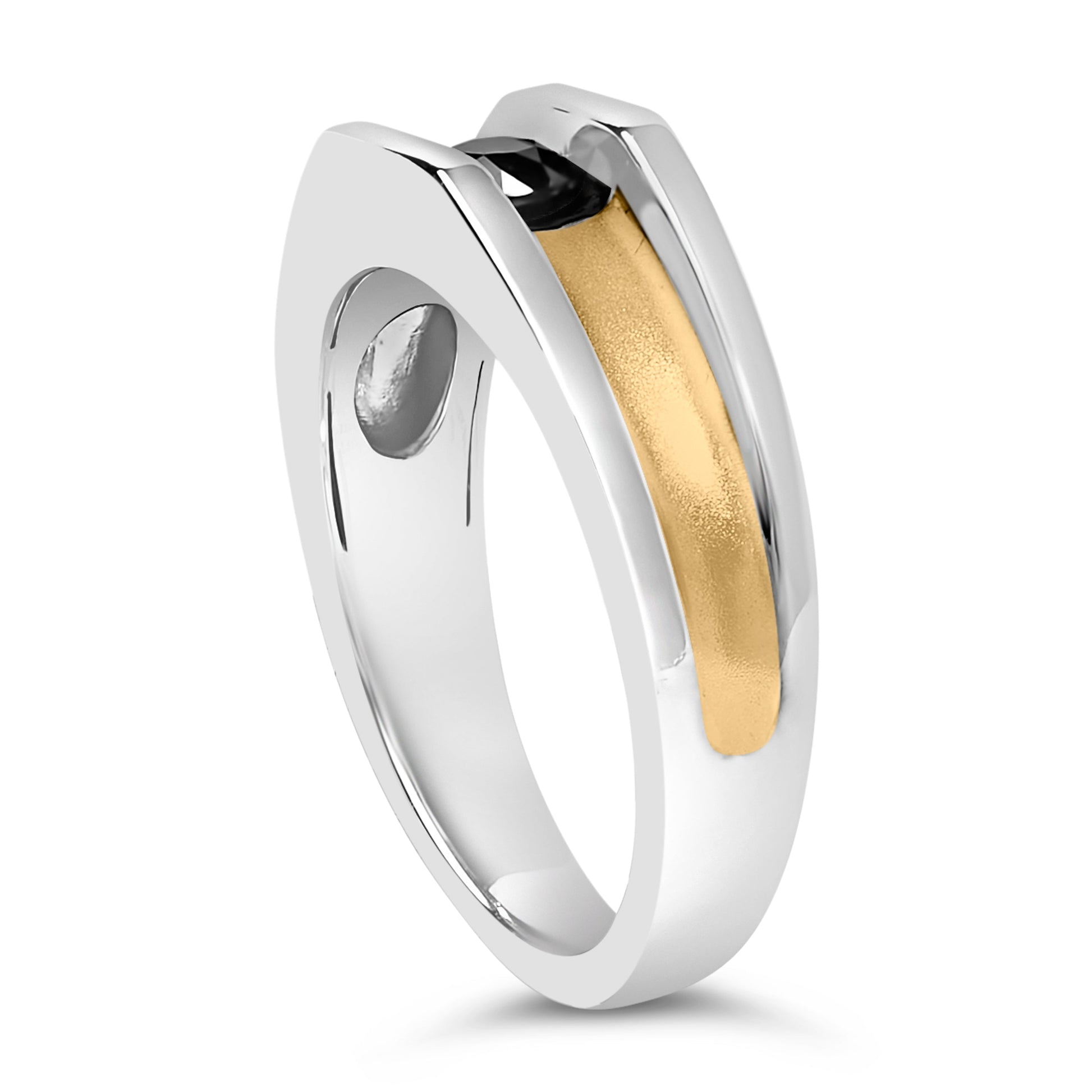 Men's 14K Yellow Gold Plated Sterling Silver 1/2 Cttw Black Diamond Band Ring Bids.com
