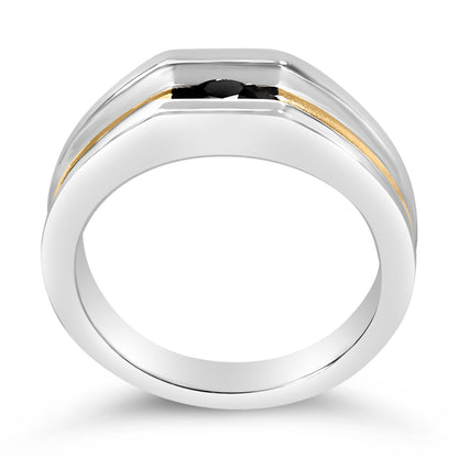 Men's 14K Yellow Gold Plated Sterling Silver 1/2 Cttw Black Diamond Band Ring Bids.com