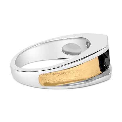 Men's 14K Yellow Gold Plated Sterling Silver 1.0 Cttw Round Black Diamond Band Ring Bids.com