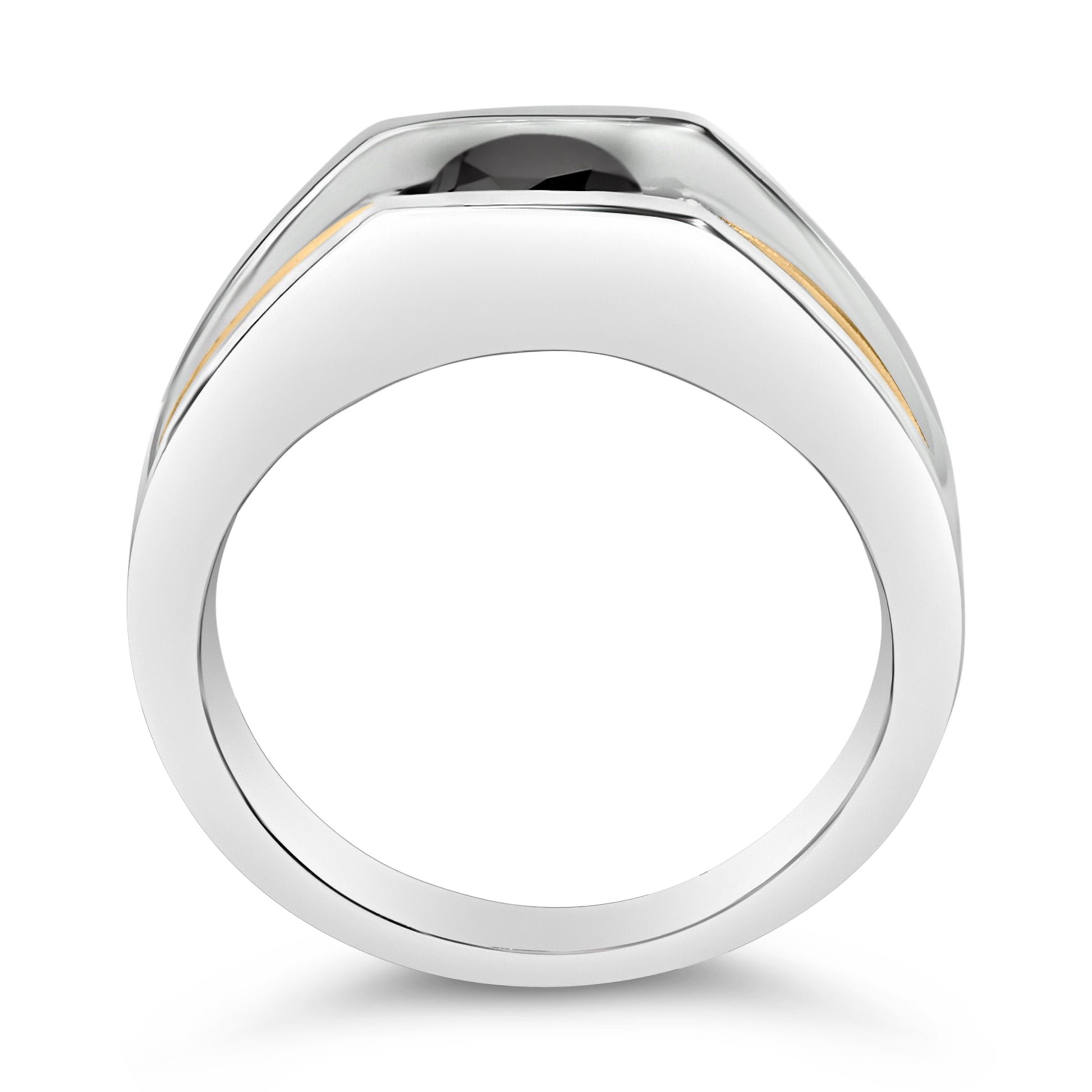Men's 14K Yellow Gold Plated Sterling Silver 1.0 Cttw Round Black Diamond Band Ring Bids.com
