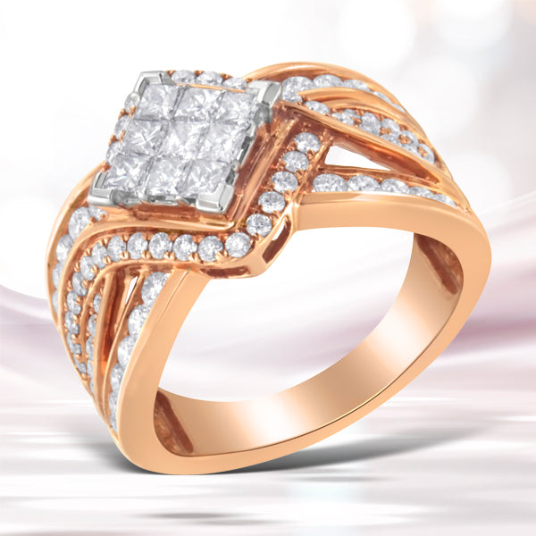 Two-Tone 10KT Gold Diamond Bypass Cocktail Ring (1 1/2 cttw, H-I Color, I1-I2 Clarity) Bids.com