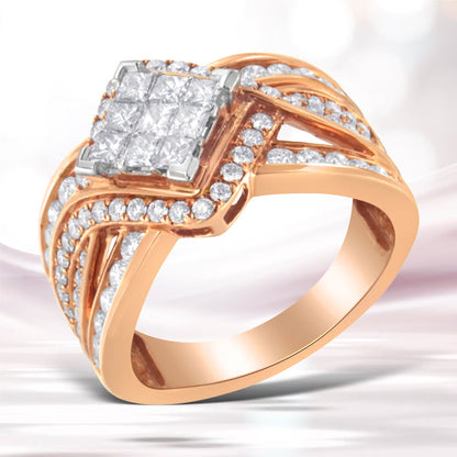 Two-Tone 10KT Gold Diamond Bypass Cocktail Ring (1 1/2 cttw, H-I Color, I1-I2 Clarity) Bids.com