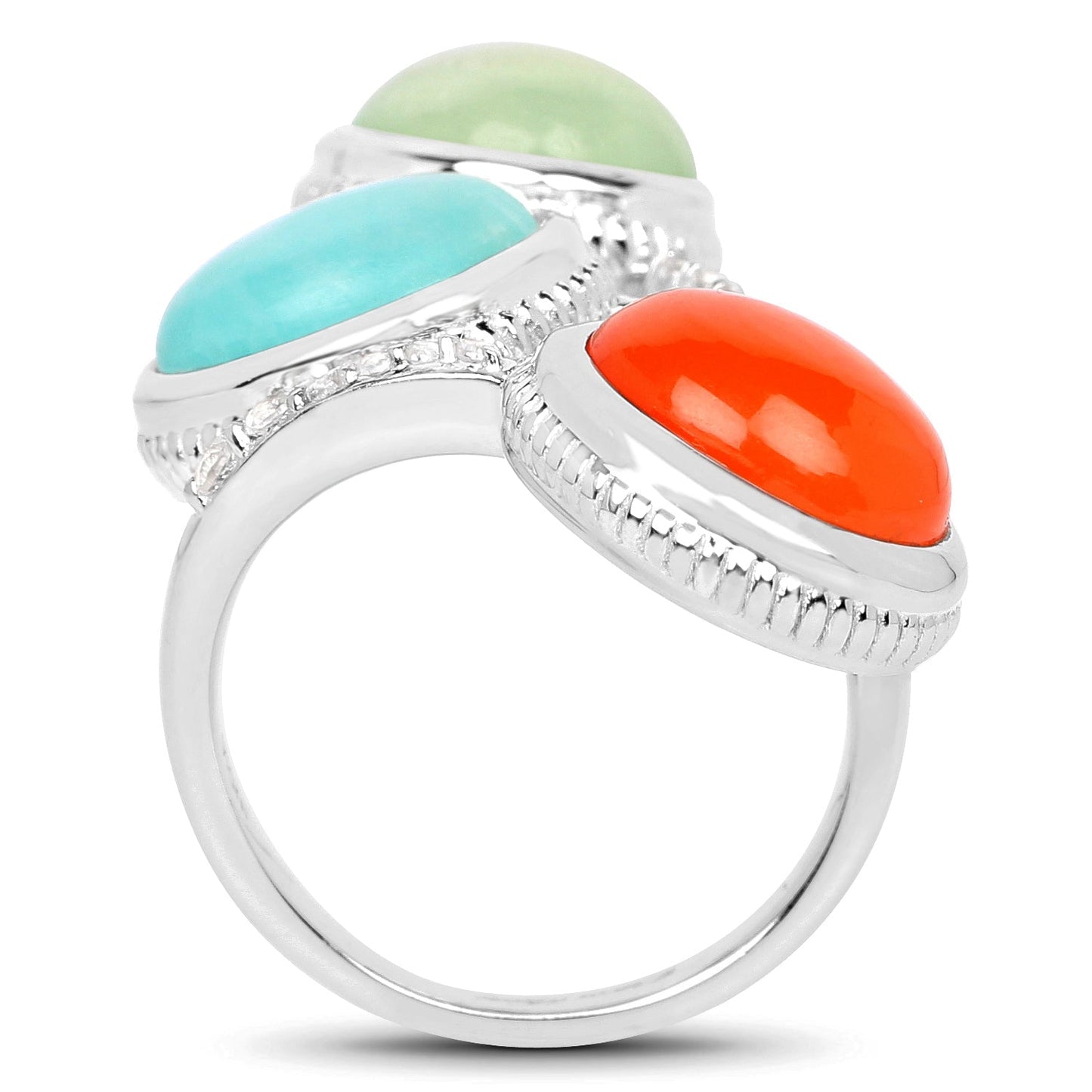 9.50 Carat Genuine Multi Stone .925 Sterling Silver Ring Bids.com