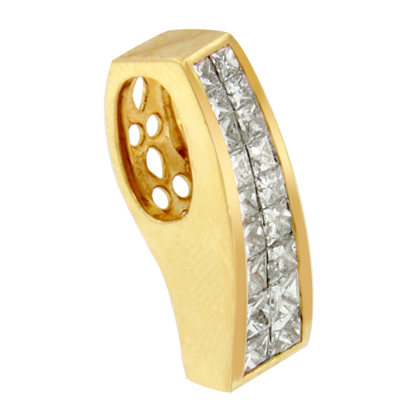 14K Yellow Gold 1 1/2 cttw Princess Cut Diamond Greek Column Pendant Necklace (G-H, VS1-VS2) Bids.com