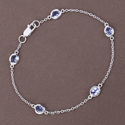 1.65 Carat Genuine Tanzanite .925 Sterling Silver Bracelet Bids.com