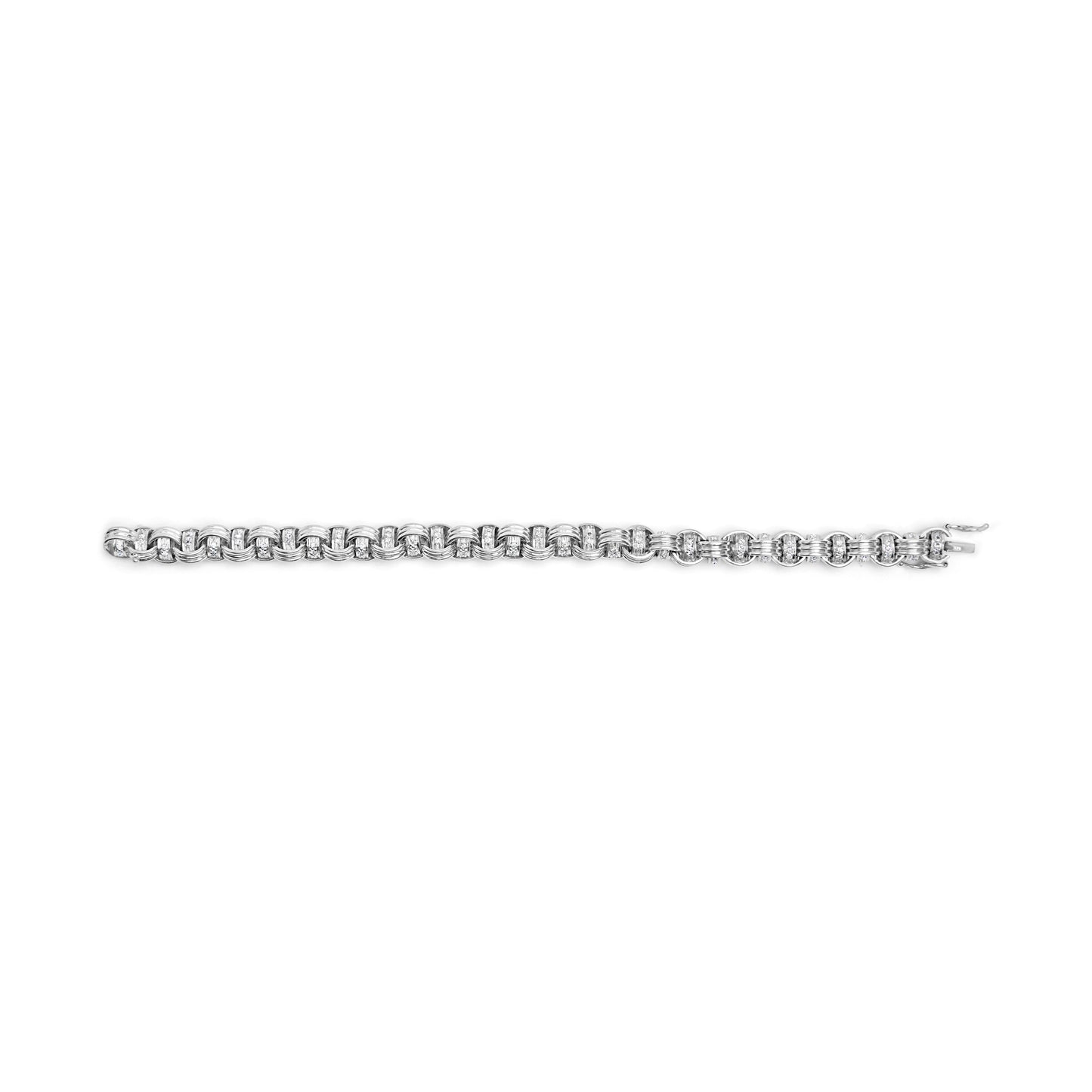 14K White Gold 1/2 Cttw Diamond Knotted Byzantine Link Bracelet (H-I Color, I2-I3 Clarity) - 7" Inches Bids.com
