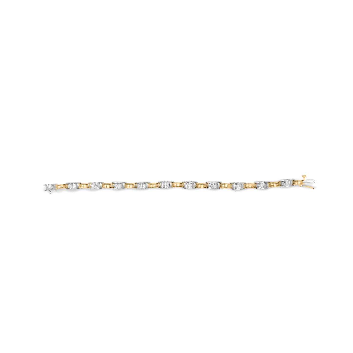 14K Two-Tone Gold 1.00 Cttw Princess-Cut Diamond Chain Link 7" Bracelet (H-I Color, SI1-SI2 Clarity) Bids.com