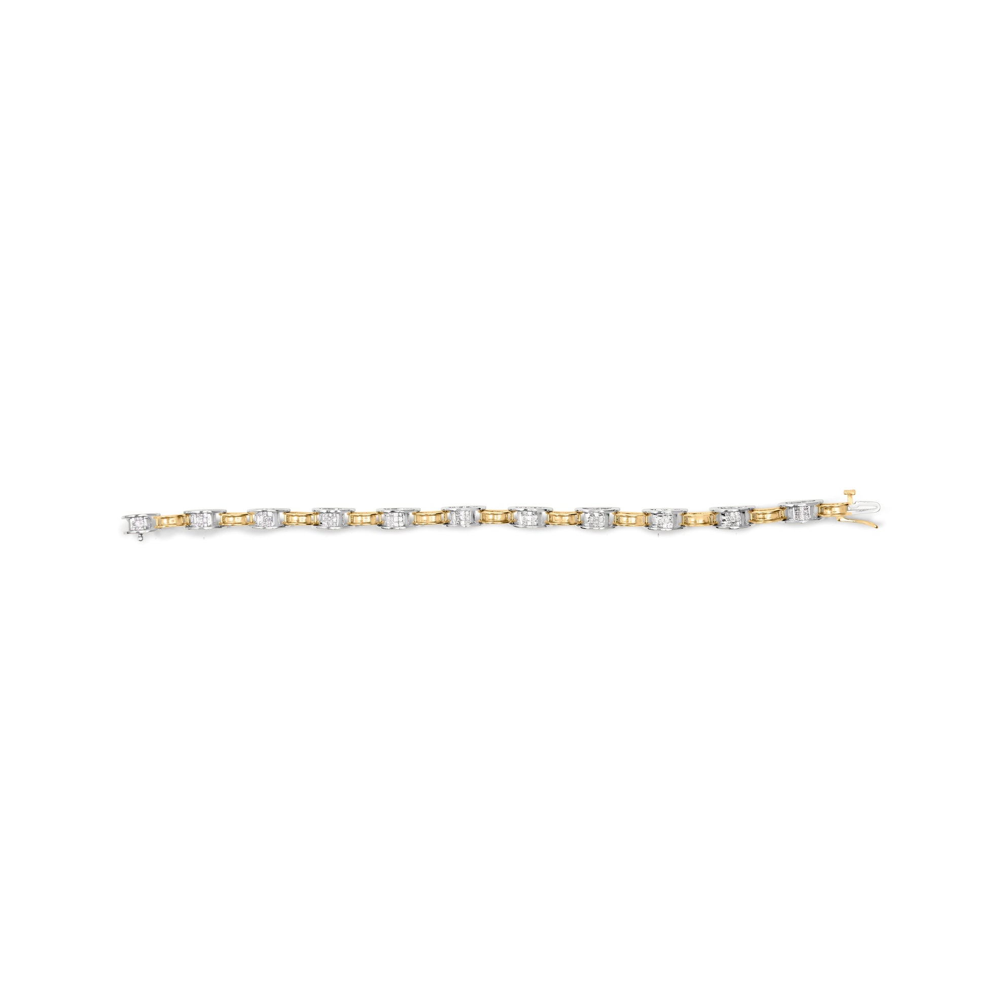 14K Two-Tone Gold 1.00 Cttw Princess-Cut Diamond Chain Link 7" Bracelet (H-I Color, SI1-SI2 Clarity) Bids.com