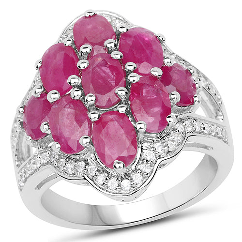 4.72 Carat Genuine Ruby and White Zircon .925 Sterling Silver Ring Bids.com