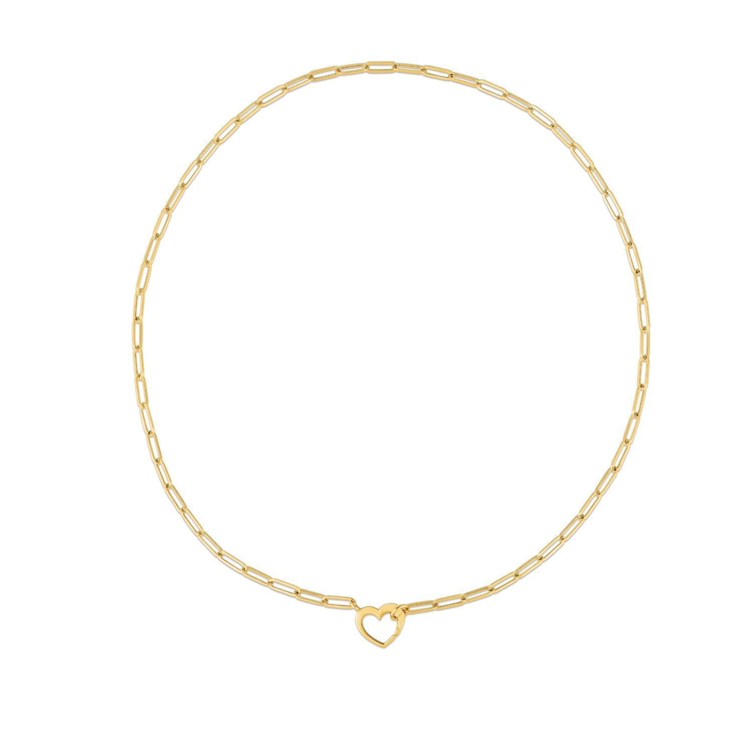 14k Yellow Gold Heart Element Paperclip Necklace Bids.com