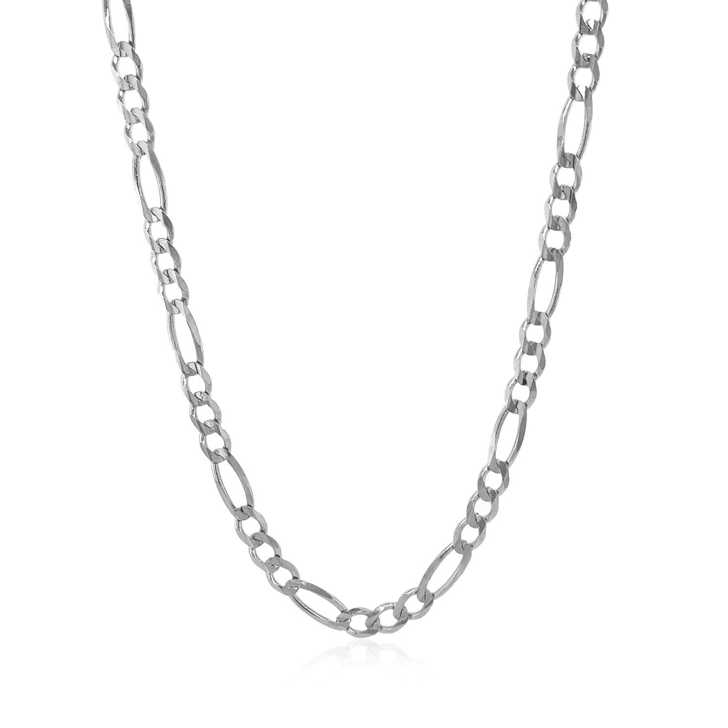 3.8mm 14k White Gold Solid Figaro Chain Bids.com