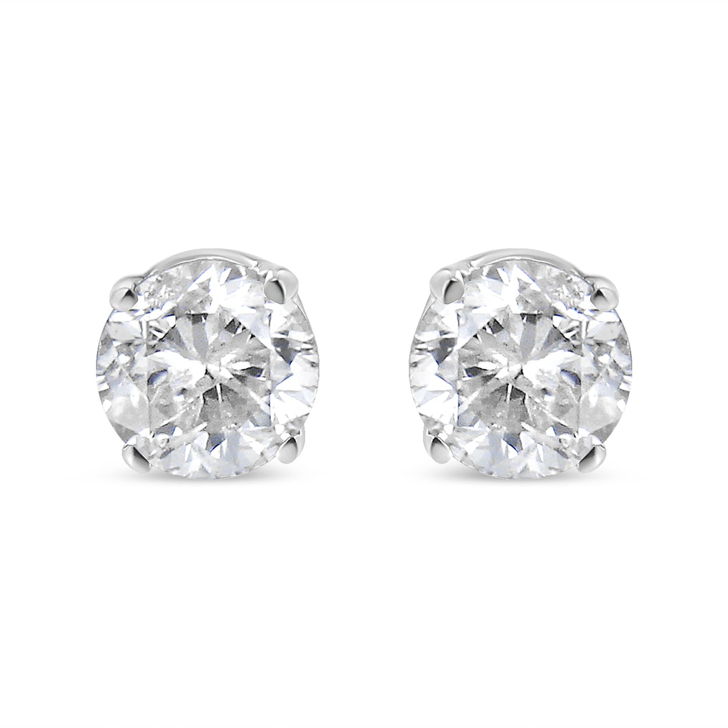 14K White Gold 1.0 Cttw 4-Prong Set Brilliant Round-Cut Solitaire Lab Grown Diamond Push Back Stud Earrings (E-F Color, VVS2-VS1 Clarity) Bids.com
