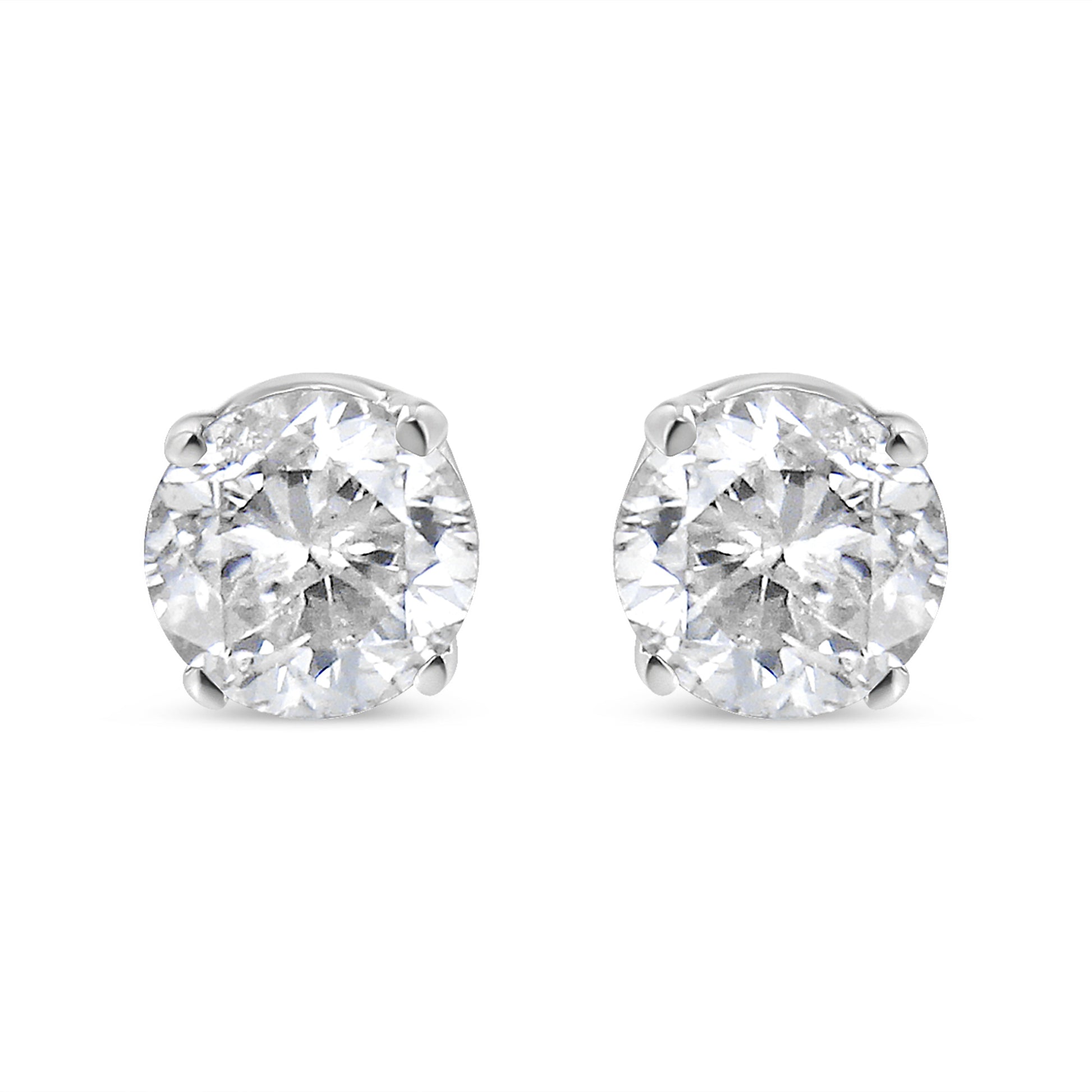 14K White Gold 1.0 Cttw 4-Prong Set Brilliant Round-Cut Solitaire Lab Grown Diamond Push Back Stud Earrings (E-F Color, VVS2-VS1 Clarity) Bids.com