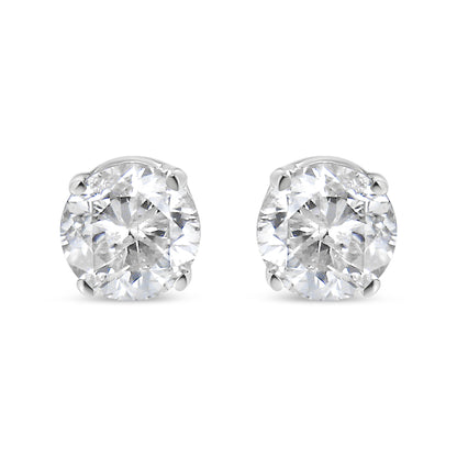 14K White Gold 1.0 Cttw 4-Prong Set Brilliant Round-Cut Solitaire Lab Grown Diamond Push Back Stud Earrings (E-F Color, VVS2-VS1 Clarity) Bids.com