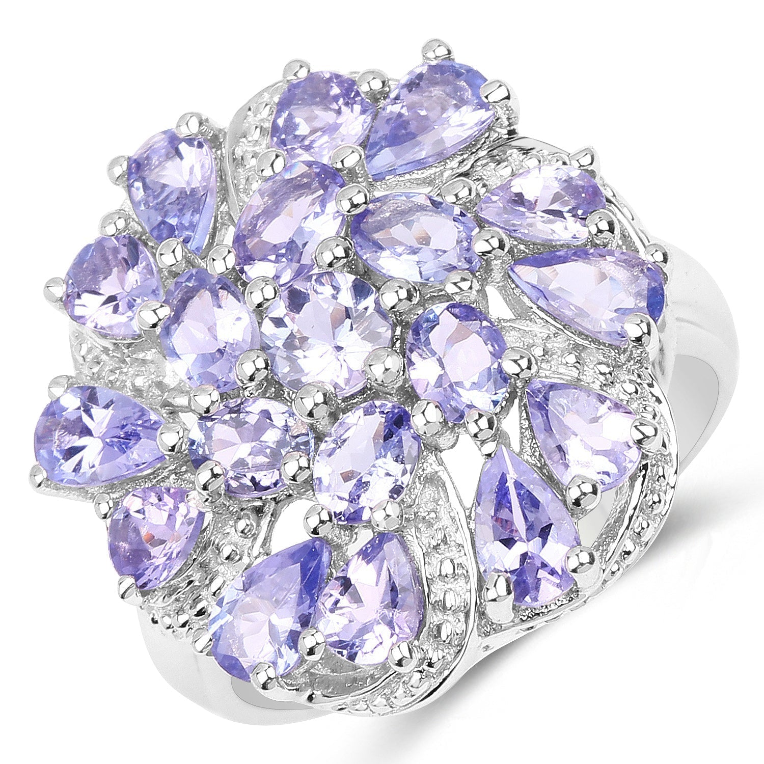 3.35 Carat Genuine Tanzanite .925 Sterling Silver Ring Bids.com